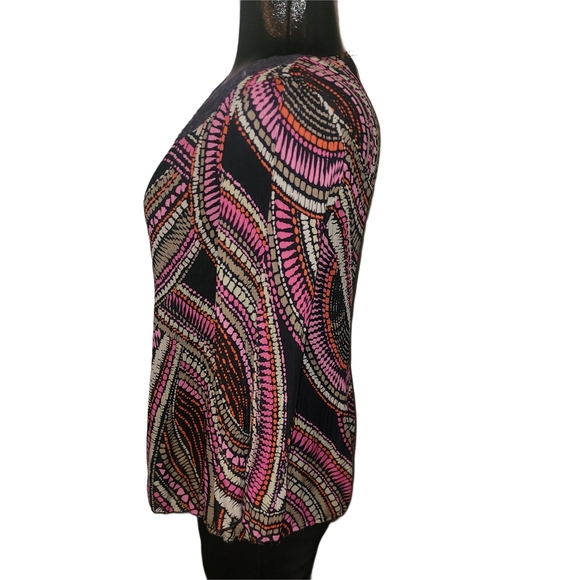 Cleo Multicolor Accordion Pleated Top with Crochet Neckline M - Picture 4 of 6